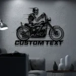 Motorcycle Biker Metal Sign Skeleton Trotting Motorcycle 1