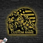 Motorcycle Biker Metal Sign Usa Standard Dad And Son Riding Motorcycle Kbb 1