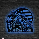 Motorcycle Biker Metal Sign Usa Standard Dad And Son Riding Motorcycle Kbb 1