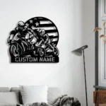 Motorcycle Biker Metal Sign Usa Standard Dad And Son Riding Motorcycle Kbb 1