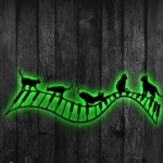 Music Metal Sign Cat Playing Piano 1