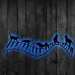 Music Metal Sign Cat Playing Piano 1