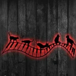 Music Metal Sign Cat Playing Piano 1