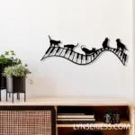 Music Metal Sign Cat Playing Piano 1
