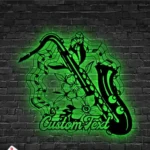 Music Metal Sign Custom Flower Saxophone 1
