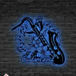 Music Metal Sign Custom Flower Saxophone 1