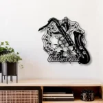 Music Metal Sign Custom Flower Saxophone 1