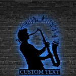 Music Metal Sign Custom Man Saxophone Musical Instrument 1