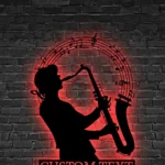 Music Metal Sign Custom Man Saxophone Musical Instrument 1