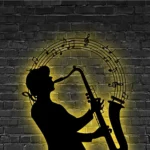 Music Metal Sign Custom Man Saxophone Musical Instrument 1