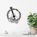 Music Metal Sign Guitar Floral 1