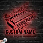 Music Metal Sign Personalized Harmonica Player Name 1