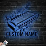 Music Metal Sign Personalized Harmonica Player Name 1