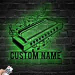 Music Metal Sign Personalized Harmonica Player Name 1