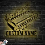 Music Metal Sign Personalized Harmonica Player Name 1
