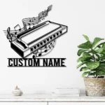 Music Metal Sign Personalized Harmonica Player Name 1