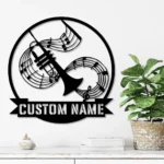 Music Metal Sign Personalized Musical Instrument Shop Name 1