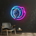 Music Neon Sign Astronaut Skull 1
