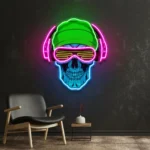 Music Neon Sign Headphone Skull 1