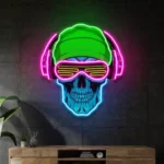 Music Neon Sign Headphone Skull 1