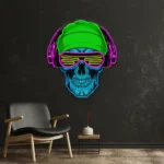 Music Neon Sign Headphone Skull 1