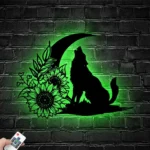 Nature Outdoors Metal Sign Blooming Wolf On The Srescent Moon Sunflower 1