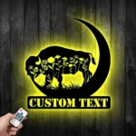 Nature Outdoors Metal Sign Custom Buffalo On The Moon 1