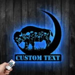 Nature Outdoors Metal Sign Custom Buffalo On The Moon 1