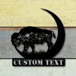 Nature Outdoors Metal Sign Custom Buffalo On The Moon 1