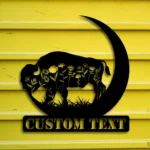 Nature Outdoors Metal Sign Custom Buffalo On The Moon 1
