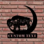 Nature Outdoors Metal Sign Custom Buffalo On The Moon 1