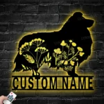 Nature Outdoors Metal Sign Custom Flower Shetland Sheepdog 1