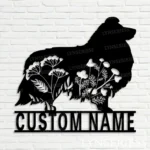 Nature Outdoors Metal Sign Custom Flower Shetland Sheepdog 1