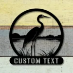 Nature Outdoors Metal Sign Custom Heron On The Lake 1