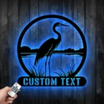 Nature Outdoors Metal Sign Custom Heron On The Lake 1