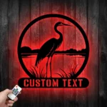 Nature Outdoors Metal Sign Custom Heron On The Lake 1