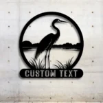Nature Outdoors Metal Sign Custom Heron On The Lake 1