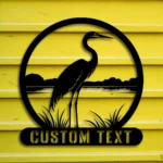 Nature Outdoors Metal Sign Custom Heron On The Lake 1