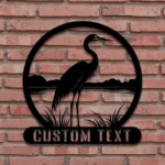 Nature Outdoors Metal Sign Custom Heron On The Lake 1