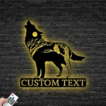 Nature Outdoors Metal Sign Custom Howling Wolf 1