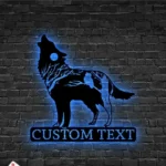 Nature Outdoors Metal Sign Custom Howling Wolf 1