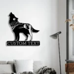 Nature Outdoors Metal Sign Custom Howling Wolf 1