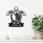 Nature Outdoors Metal Sign Custom Mandala Sea Turtle 1