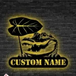 Nature Outdoors Metal Sign Custom Peeking Alligator 1