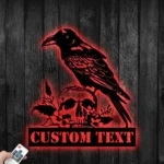 Nature Outdoors Metal Sign Custom Raven With Skull 1