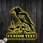 Nature Outdoors Metal Sign Custom Raven With Skull 1