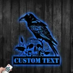 Nature Outdoors Metal Sign Custom Raven With Skull 1