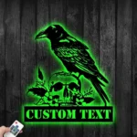 Nature Outdoors Metal Sign Custom Raven With Skull 1