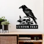 Nature Outdoors Metal Sign Custom Raven With Skull 1