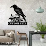 Nature Outdoors Metal Sign Custom Raven With Skull 1